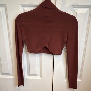 Hera Collection Chocolate Long Sleeve Turtle Neck Top